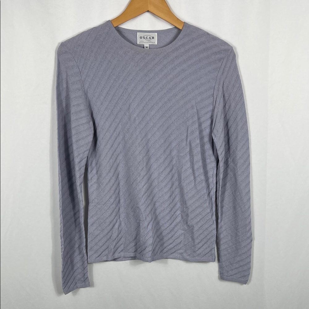 Vintage 90’s OSCAR‎ Women’s Textured Long Sleeve Shirt Medium Light Purple USA